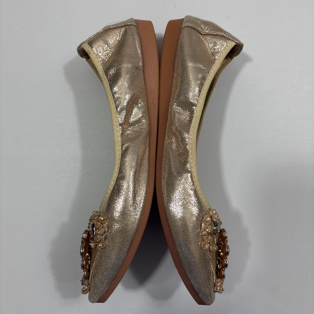 GUANSITU Metallic Gold Rhinestone Butterfly Ballet Foldable Flats Size 40 US 8.5 - Picture 3 of 8
